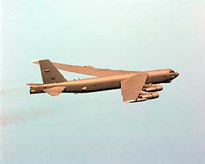 "Golden" B-52 on a bombing mission