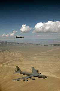 A pair of B-52s on a low-level mission....